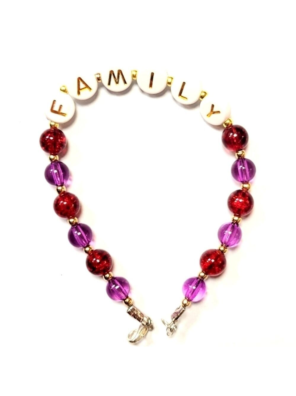 Handmade Family Berry Colored Bracelet 8.5 Inches